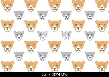 Flat Puma Head Pattern Background, can be used for business designs, presentation designs or any suitable designs. Stock Vector