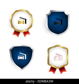 Abstract Barrier and Car Badge and Label Collection, can be used for business designs, presentation designs or any suitable designs. Stock Vector