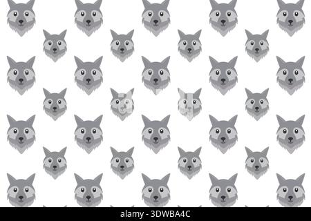 Flat Wolf Head Pattern Background, can be used for business designs, presentation designs or any suitable designs. Stock Vector