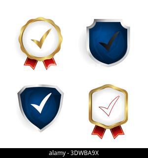 Abstract Tick Green Badge and Label Collection, can be used for business designs, presentation designs or any suitable designs. Stock Vector