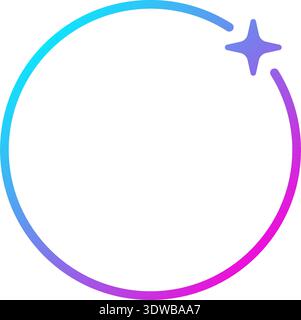 AI gradient circle frame. Artificial intelligence neon round line border with star. Technology box with blue pink gradient. AI robot bar. Vector Stock Vector