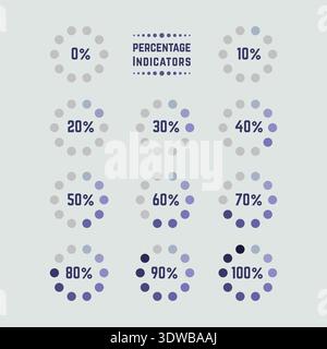 Percentage indicators elements collection, can be used for business designs, presentation designs or any suitable designs. Stock Vector