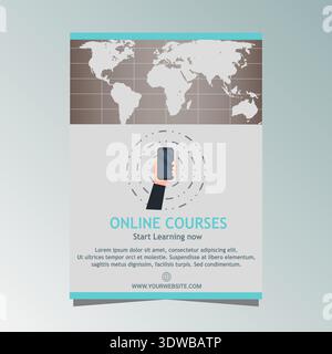 Online course flyer promotional design template, Can be used for business designs, presentation designs or any suitable designs. Stock Vector