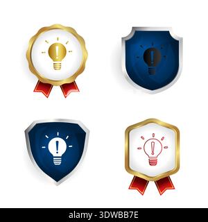 Abstract Bulb Exclamation Badge and Label Collection, can be used for business designs, presentation designs or any suitable designs. Stock Vector
