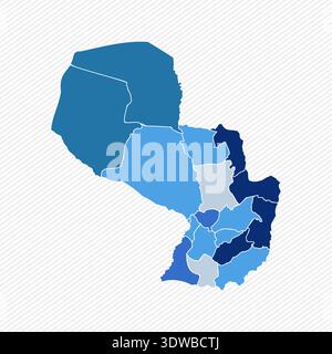 Paraguay Detailed Map With States, can be used for business designs, presentation designs or any suitable designs. Stock Vector
