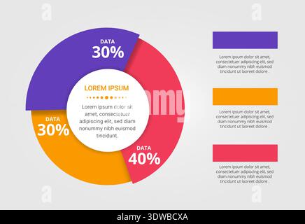 Percentage Pie Chart Template, can be used for business designs, presentation designs or any suitable designs. Stock Vector