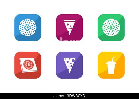 Pizza Icon Set Illustration, can be used for business designs, presentation designs or any suitable designs. Stock Vector