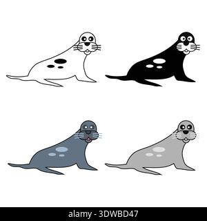 Abstract Flat Mammal Seal Silhouette Illustration, can be used for business designs, presentation designs or any suitable designs. Stock Vector
