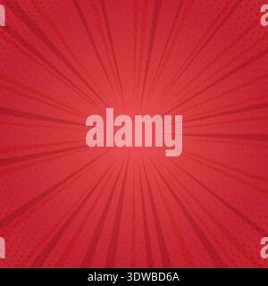 Flat design red comic background with lines and halftone, Can be used for business designs, presentation designs or any suitable designs. Stock Vector