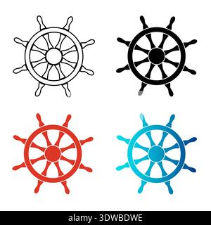 Abstract Boat Steering Wheel Silhouette Illustration, can be used for business designs, presentation designs or any suitable designs. Stock Vector