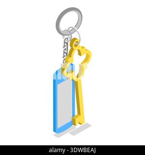 3D Isometric Flat Illustration of Key Sets Collection, Keys with Accessories. Item 2 Stock Photo
