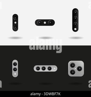 Realistic Smartphone Camera Set Illustration, can be used for business designs, presentation designs or any suitable designs. Stock Vector