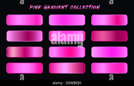 Pink Gradients Swatches Set, can be used for business designs, presentation designs or any suitable designs. Stock Vector
