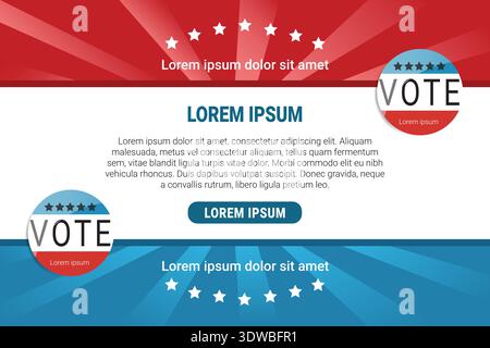 Red and blue vote banner design, Can be used for business designs, presentation designs or any suitable designs. Stock Vector