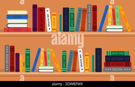 Row of Colorful Books Flat Design, can be used for business designs, presentation designs or any suitable designs. Stock Vector