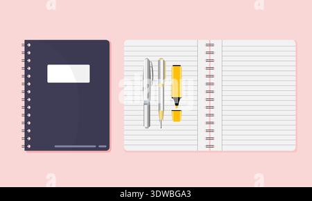 School Copybook Illustration Flat Design, can be used for business designs, presentation designs or any suitable designs. Stock Vector