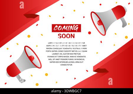 Red Coming Soon Banner, can be used for business designs, presentation designs or any suitable designs. Stock Vector
