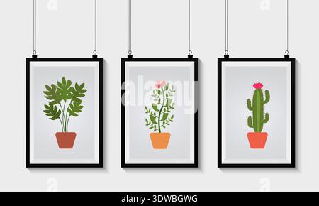 Set of Gallery Frames Mockup, can be used for business designs, presentation designs or any suitable designs. Stock Vector