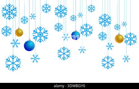 Set of Hanging Snowflakes Background, can be used for business designs, presentation designs or any suitable designs. Stock Vector