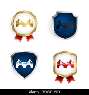 Abstract Bridge Badge and Label Collection, can be used for business designs, presentation designs or any suitable designs. Stock Vector