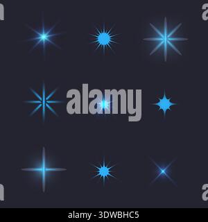 Sparkling Stars Shining Set, can be used for business designs, presentation designs or any suitable designs. Stock Vector
