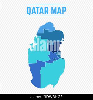 Qatar Detailed Map With Regions, can be used for business designs, presentation designs or any suitable designs. Stock Vector