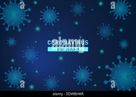 Realistic coronavirus background with floating virus, can be used for business designs, presentation designs or any suitable designs. Stock Vector