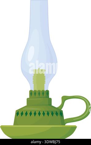 Kerosene lamp. Retro glass candle light icon isolated on white background Stock Vector