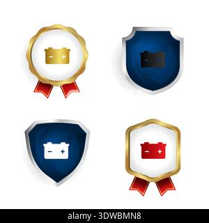 Abstract Car Battery Badge and Label Collection, can be used for business designs, presentation designs or any suitable designs. Stock Vector