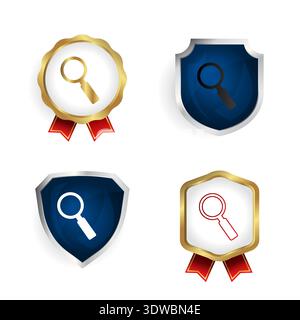 Abstract Search Badge and Label Collection, can be used for business designs, presentation designs or any suitable designs. Stock Vector