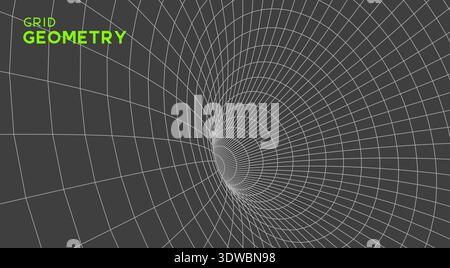 Abstract geometric 3D wireframe mesh tunnel Stock Vector