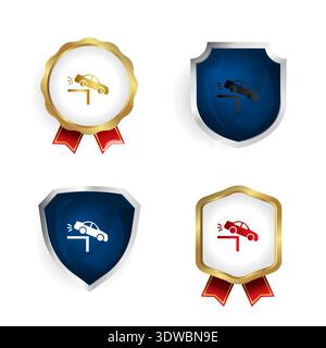 Abstract Car Falling Badge and Label Collection, can be used for business designs, presentation designs or any suitable designs. Stock Vector