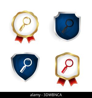 Abstract Investigation Badge and Label Collection, can be used for business designs, presentation designs or any suitable designs. Stock Vector