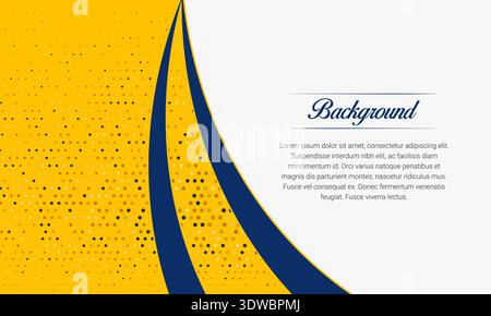 Stylish Yellow and Blue Curved Background With Halftone, can be used for business designs, presentation designs or any suitable designs. Stock Vector