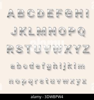 Silver Alphabet A to Z with Capital and Small Letters, can be used for business designs, presentation designs or any suitable designs. Stock Vector