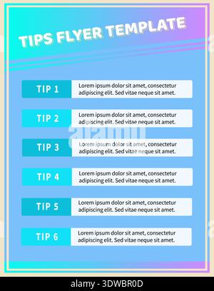 Tips flyer design template, can be used for business designs, presentation designs or any suitable designs. Stock Vector