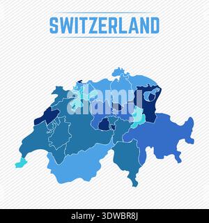 Switzerland Detailed Map With States, can be used for business designs, presentation designs or any suitable designs. Stock Vector