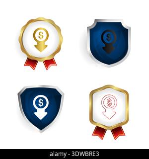 Abstract Cost Reduction Badge and Label Collection, can be used for business designs, presentation designs or any suitable designs. Stock Vector