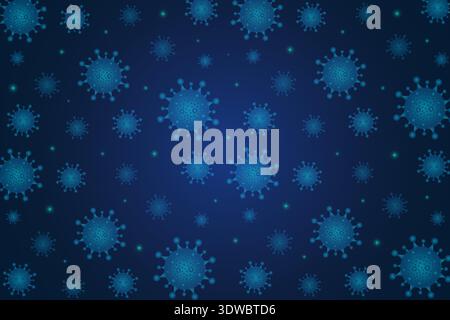 Virus Seamless Pattern Blue Background, can be used for business designs, presentation designs or any suitable designs. Stock Vector