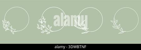 Floral frames with flowers, branches, and leaves. Vector illustration. Elegant template, hand-drawn and isolated on a background. Suitable for labels, Stock Vector