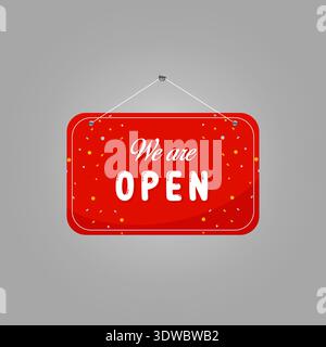We are open sign with red color, can be used for business designs, presentation designs or any suitable designs. Stock Vector