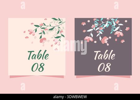 Wedding table number with flowers, can be used for business designs, presentation designs or any suitable designs. Stock Vector
