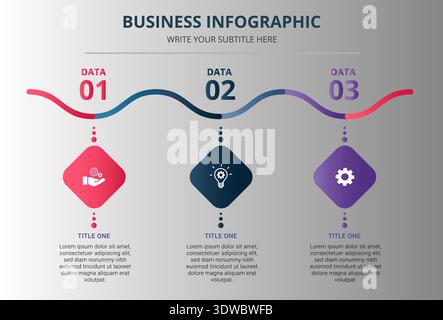 Wavy business infographic template, can be used for business designs, presentation designs or any suitable designs. Stock Vector