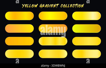 Yellow Gradients Swatches Set, can be used for business designs, presentation designs or any suitable designs. Stock Vector