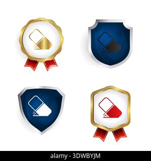 Abstract Eraser Badge and Label Collection, can be used for business designs, presentation designs or any suitable designs. Stock Vector