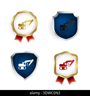 Abstract Construction Excavator Badge and Label Collection, can be used for business designs, presentation designs or any suitable designs. Stock Vector