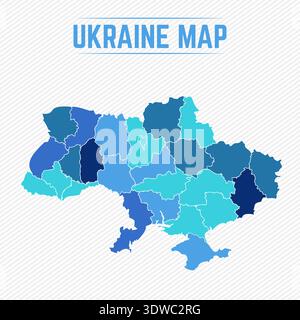 Ukraine Detailed Map With States, can be used for business designs, presentation designs or any suitable designs. Stock Vector