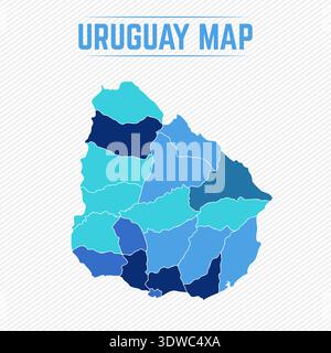 Uruguay Detailed Map With States, can be used for business designs, presentation designs or any suitable designs. Stock Vector