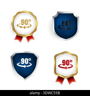 Abstract 90 Degree Rotate Badge and Label Collection, can be used for business designs, presentation designs or any suitable designs. Stock Vector