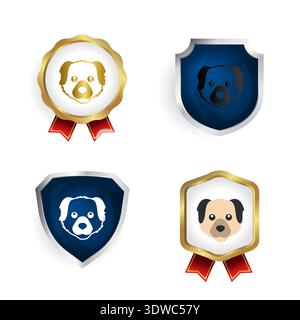Abstract Flat Dog Head Badge and Label Collection, can be used for business designs, presentation designs or any suitable designs. Stock Vector
